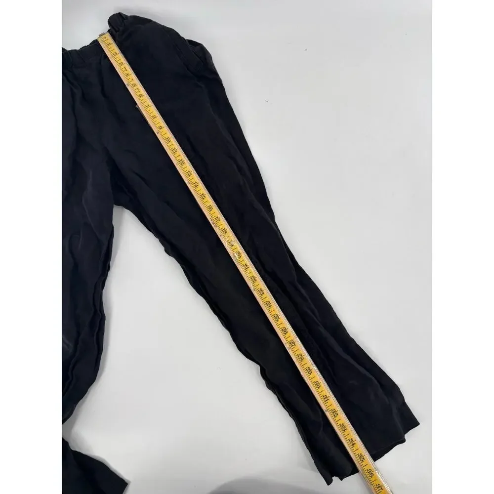 Chicos Pants Womens Large Black 100% Linen Pull On Pockets Straight Leg Stretchy